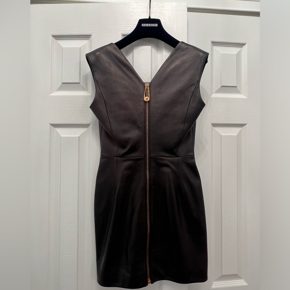 Versace leather golden zipper cocktail dress 36